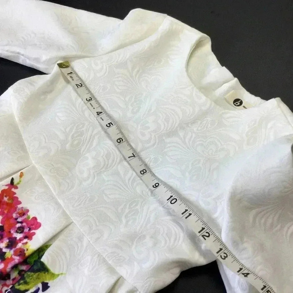 Morning Dance Baby White Jacquard Floral Print Long Sleeve Pleated Dress Size 5T - Picture 3 of 10